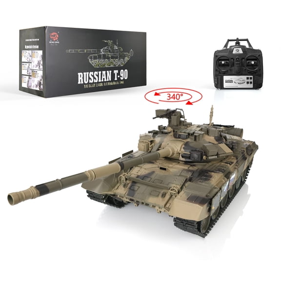 2.4Ghz Henglong 1/16 Scale 7.0 Plastic Ver Russia T90 IR BB RTR RC Tank 3938 Model Sound smoke
