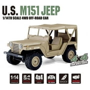 2.4Ghz Remote Control 1/14 Scale U.S M151 Jeep Military Vehicle 4WD Crawler Car RTR Army Desert