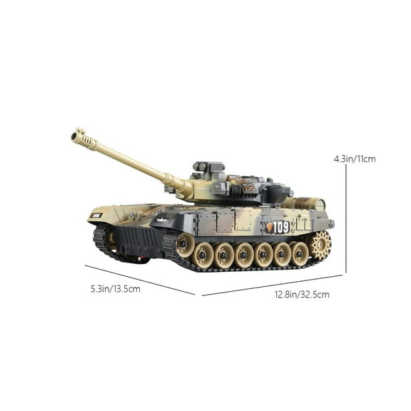 2.4Ghz Remote Control Tank Military Model with Lights Sounds 360 Rotating Turret All Terrain Track Vehicle for 5-8 Years Battle Game Gift