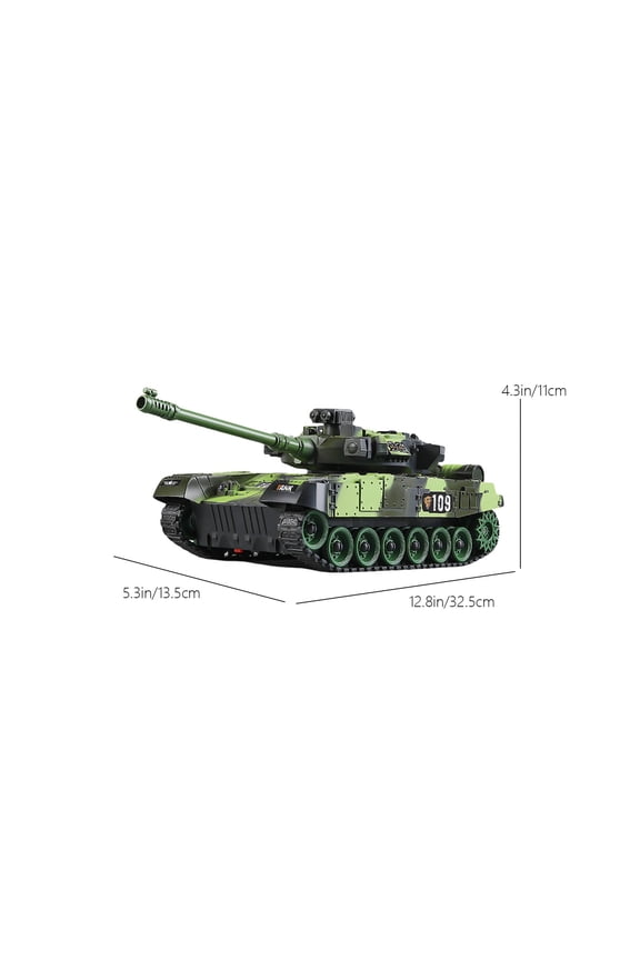 2.4Ghz Remote Control Tank Military Model with Lights Sounds 360 Rotating Turret All Terrain Track Vehicle for 5-8 Years Battle Game Gift