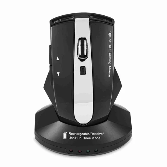 2.4Ghz Wireless Optical Gaming Mouse 800-1200Dpi With Charging Dock Stand & Hud
