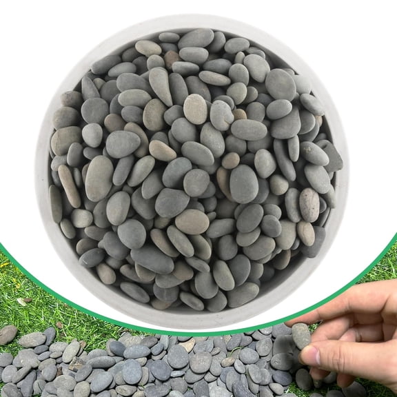 2.4LB River Rocks Mexican Beach Pebbles for Garden Landscape Stone Paving Grey (1Inch)