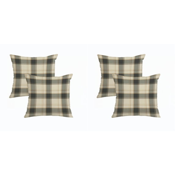 2-4PC Plaid Throw Pillow Covers 18x18 inch Flax Check Pattern Rustic Farmhouse Decorative Cushion Cases for Winter Christmas Holiday Decor Couch Sofa Chair Bed