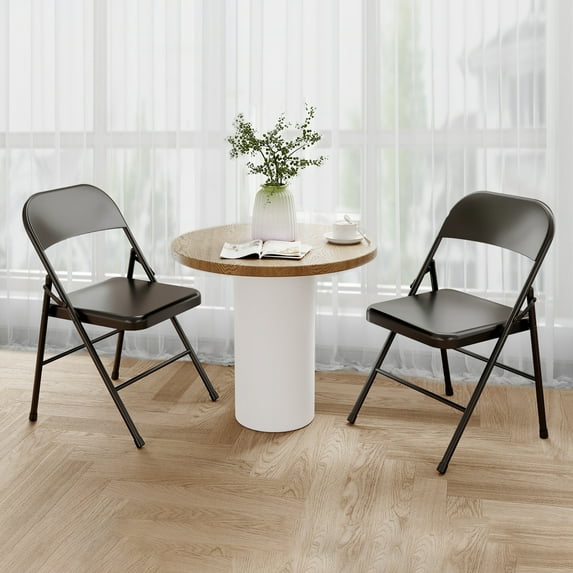 2/4PCS Folding Chairs, Portable & Stackable Commercial Seat with Metal Frame, Heavy Duty Foldable Chairs for Office Wedding Party, 350 Pound Capacity