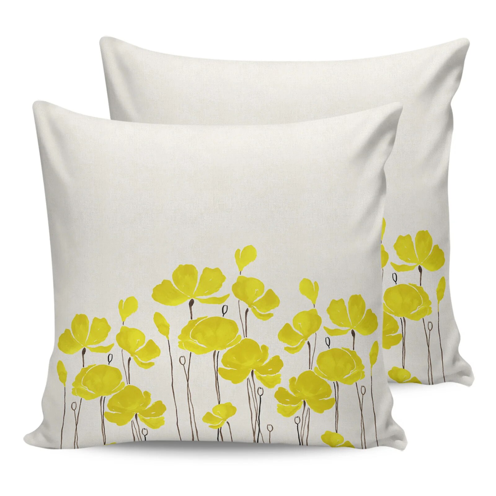 2/4PCS Outdoor Pillowcase Poppy Flower Red Waterproof Decorative Sofa