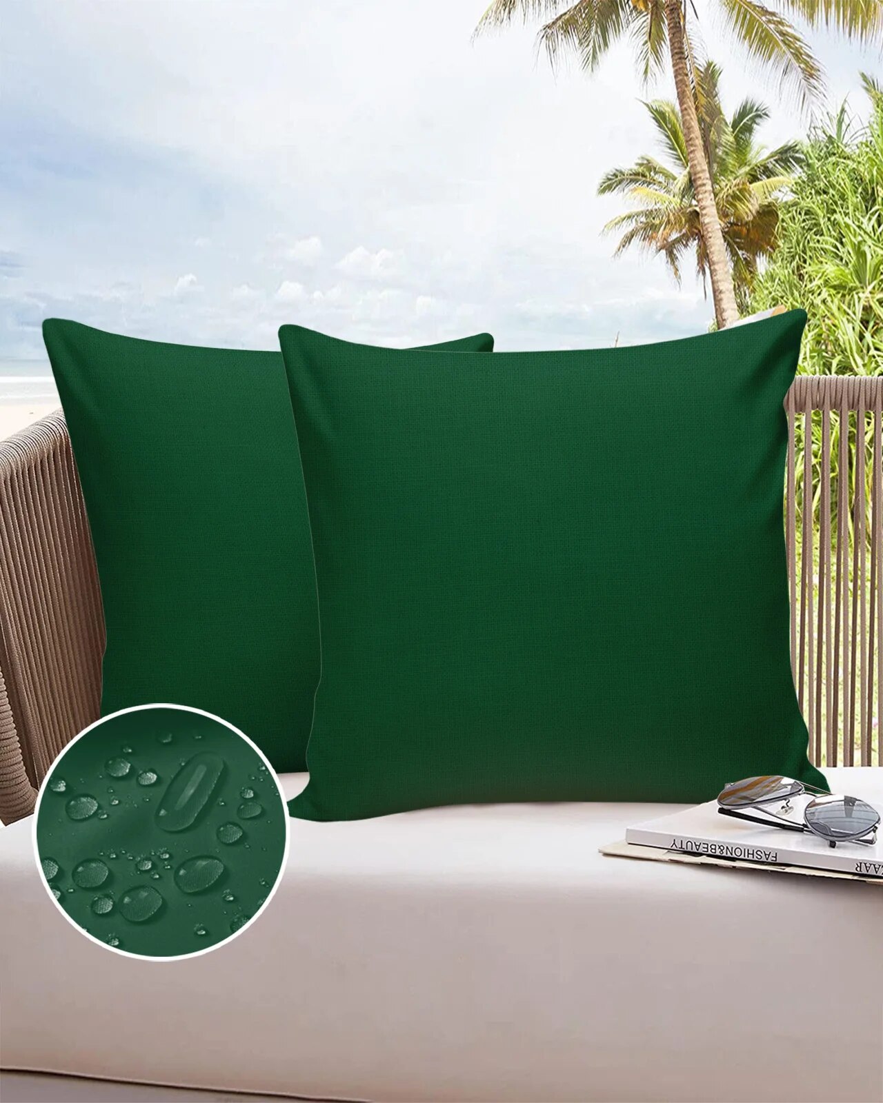 2/4PCS Outdoor Pillowcase Solid Color Olive Green Waterproof Decorative