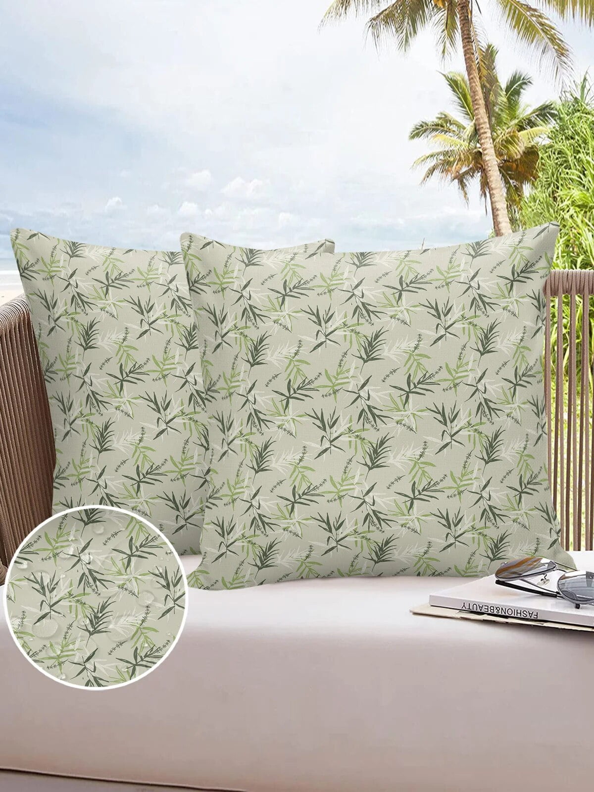 2/4PCS Outdoor Waterproof Pillowcase China Style Crane Peach Tree Plant