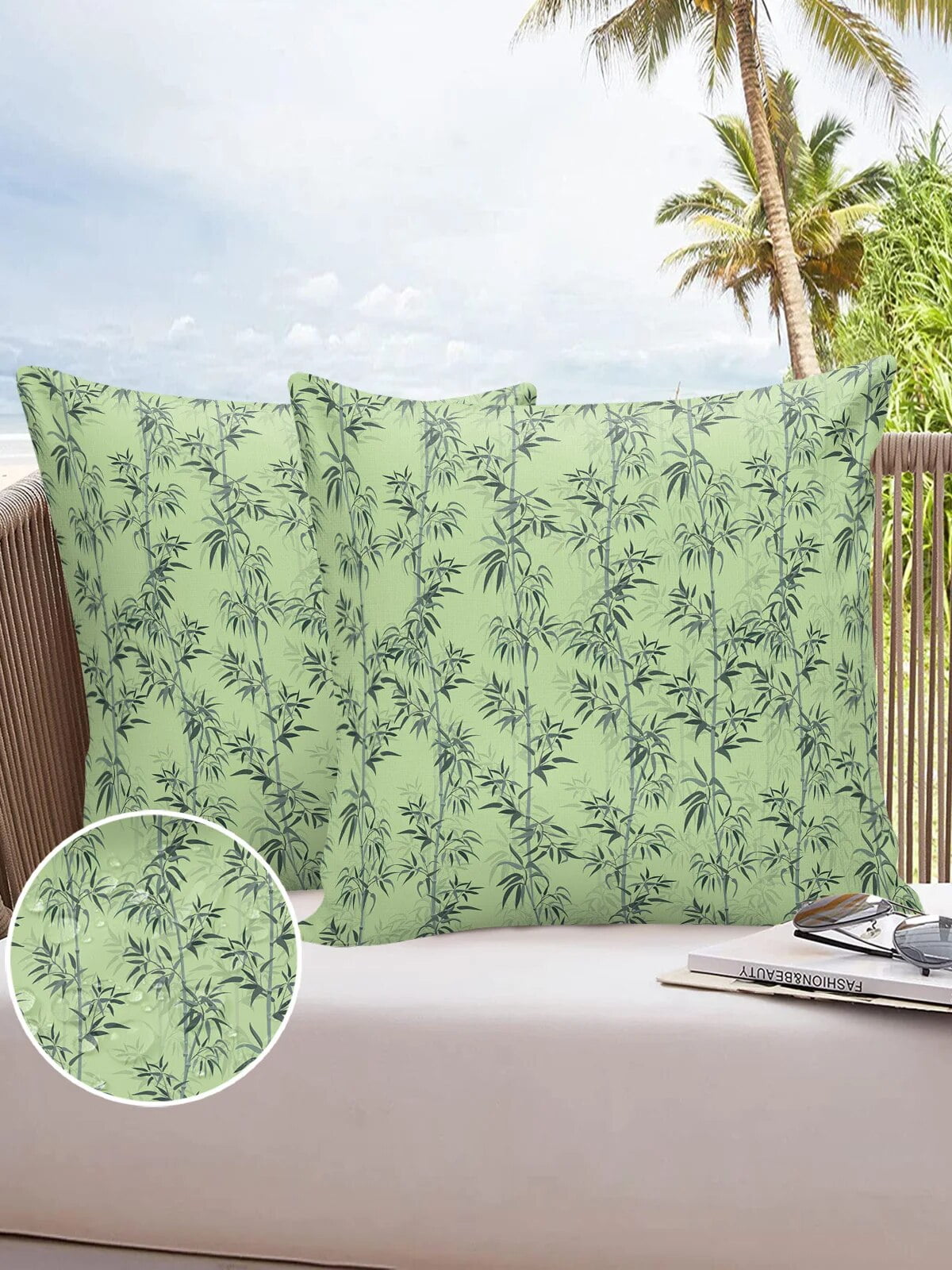 2/4PCS Outdoor Waterproof Pillowcase China Style Crane Peach Tree Plant