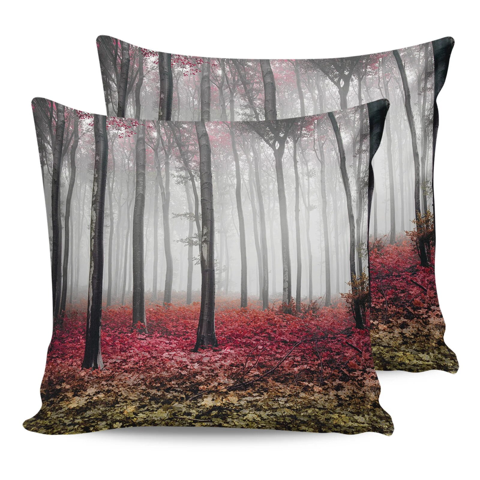 2/4PCS Outdoor Waterproof Pillowcase Green Pine Forests And Rain On