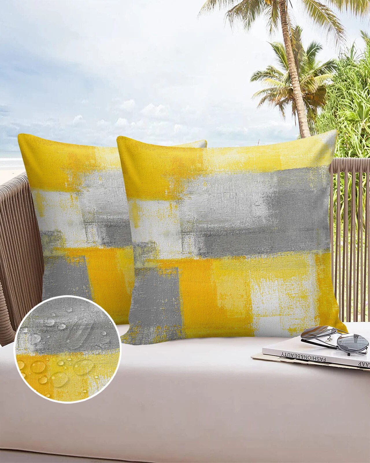 2/4PCS Outdoor Waterproof Pillowcase Oil Painting Abstract Geometric