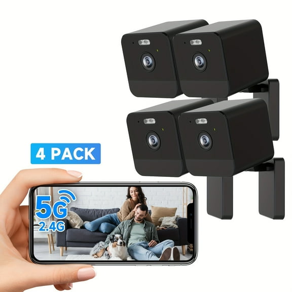 2/4PCS Of Wireless Security Camera With 2.4G/5G WiFi, Motion Detection, Baby Monitor, Night Vision, 2-Way Talk & Siren, Supports Cloud & 256G SD Card, 1080P Home Security Cameras