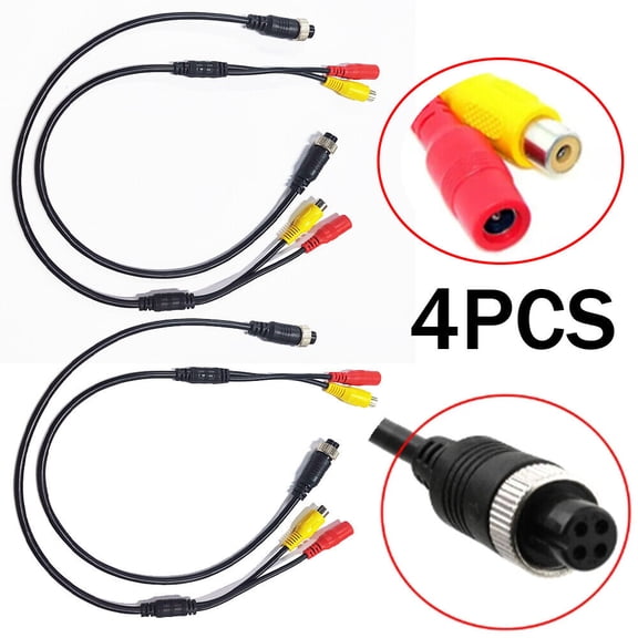 2/4Pcs 4 Pin FeMale to RCA Adapter Cable Converter for Car Backup Camera Video