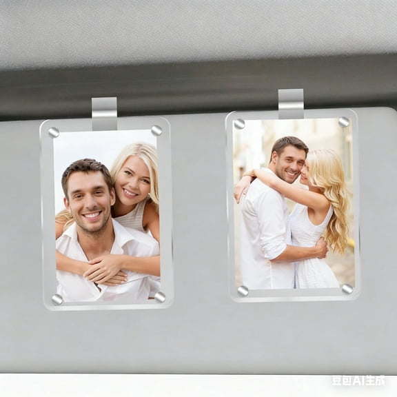 2/4Pcs Acrylic Magnetic Personalized Photo Holder, Car Accessories Car Photo Holder Car Visor Clip, Personalized Car Picture Frame, Suitable for Adding Family or Personal Photos
