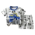 thumbnail image 1 of 2/4Pcs Baby Toddler Boys Summer Clothes Cotton Kids Short Sleeve Striped Engineering Vehicles Print T-Shirt Tops & Solid Shorts Infant Casual Outfits 3 Months-6T, 1 of 7