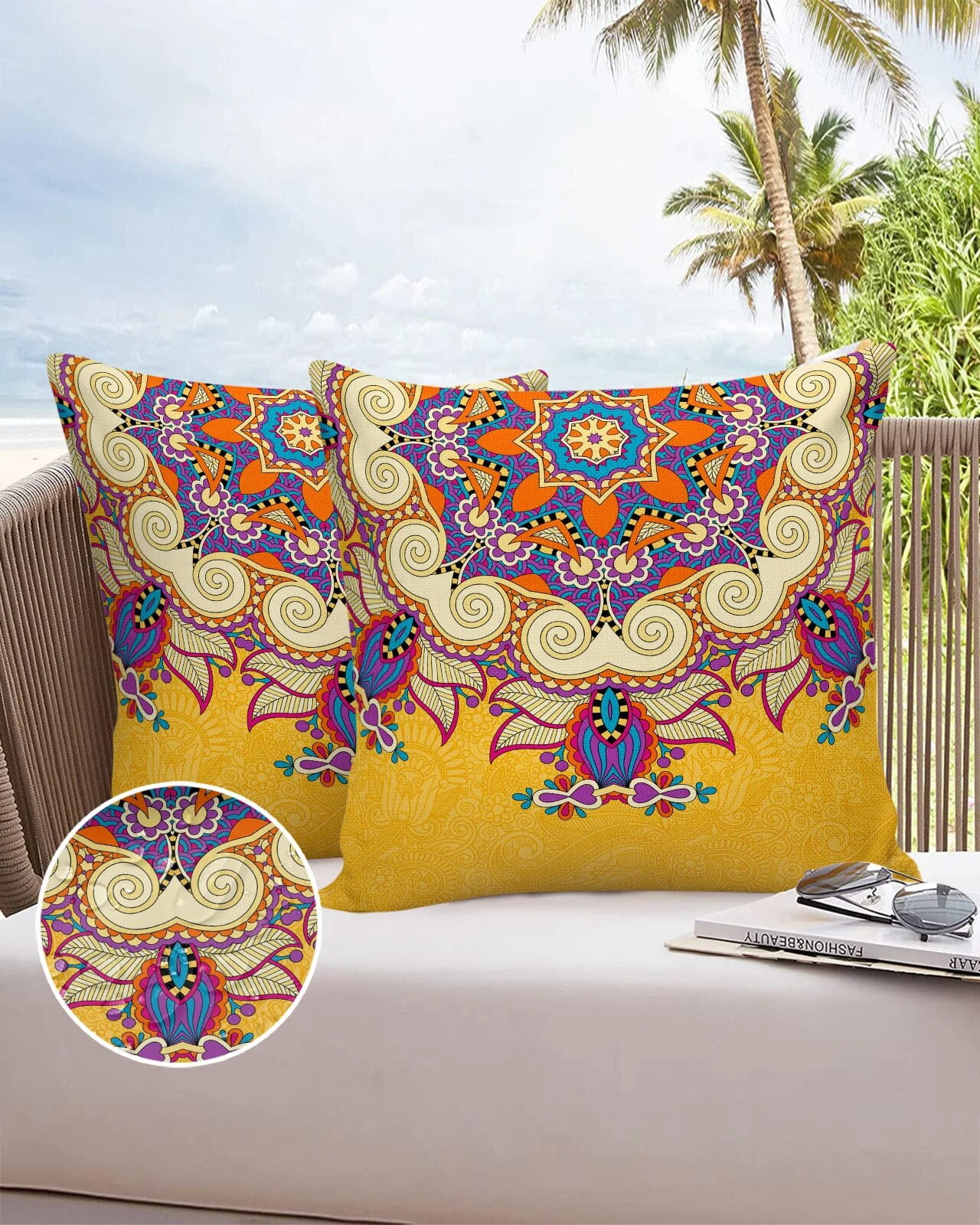 2 4Pcs Pillowcase Yellow Arabic Circle Pattern Sofa Cushion Cover Bed Pillow Cover Home Decorative Waterproof Pillow Cases Walmart