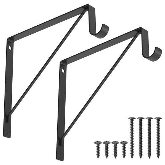 2/4Pcs Rod and Shelf Bracket Hook Wall Mounted Closet Rod Bracket Iron Closet Shelf Support Bracket with Screw Closet Pole Support Holder Shelf Rod Hanger for Closet Rod