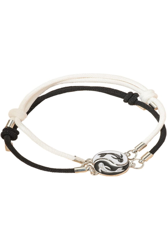 2-4Pcs Yin Yang Tai Chi Beads Infinity Braided String Rope Bracelets Handmade Waterproof Adjustable Cord Strand Bracelet for Men Women Friend Couple Matching Friendship Jewelry Gift