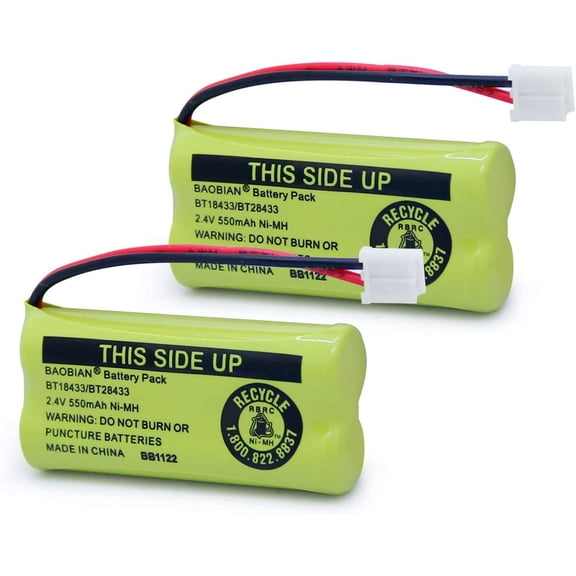 2.4V Rechargeable Cordless Phone Batteries Compatible with for AT&T/Lucent BT-18433 BT-184342 BT-28433 BT-284342 BT-6010 BT-8000 BT-8001 BT-8300 Empire CPH-515D CPH515D(Pack of 2)