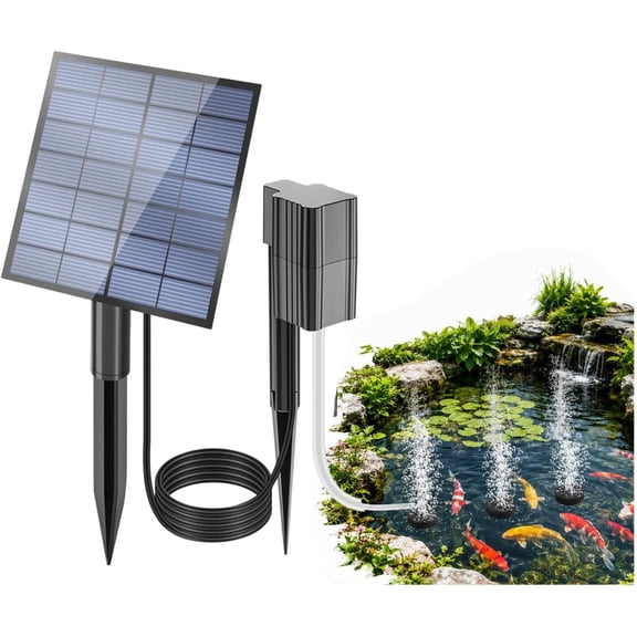2.4W Solar Pond Aerator,2026 Upgrade Solar Aerator for Ponds with Large 2200mAh Battery,SolarAir Pump,24/7 Continuous Oxygenation,Quiet Operation,for Small Ponds,Fish Tanks & Hydroponics