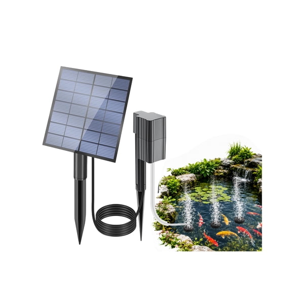 2.4W Solar Pond Aerator,2026 Upgrade Solar Aerator for Ponds with Large 2200mAh Battery,SolarAir Pump,24/7 Continuous Oxygenation,Quiet Operation,for Small Ponds,Fish Tanks & Hydroponics