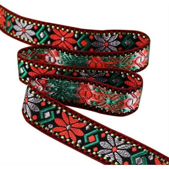 2.4cm Vintage Jacquard Ribbon Geometric Embroidered Ribbons Garment Trim for Sewing Accessories Gift Wrapping Wedding Decoration