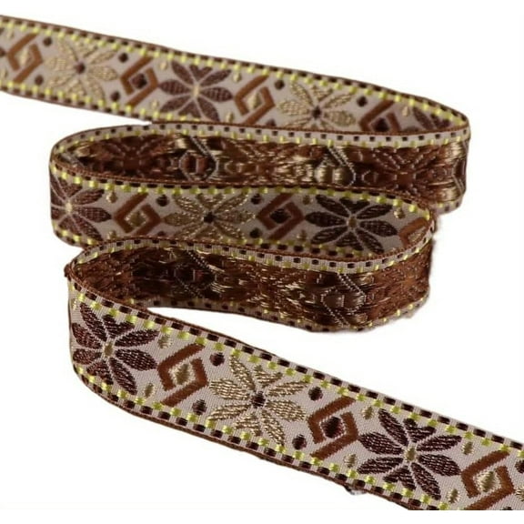2.4cm Vintage Jacquard Ribbon Geometric Embroidered Ribbons Garment Trim for Sewing Accessories Gift Wrapping Wedding Decoration