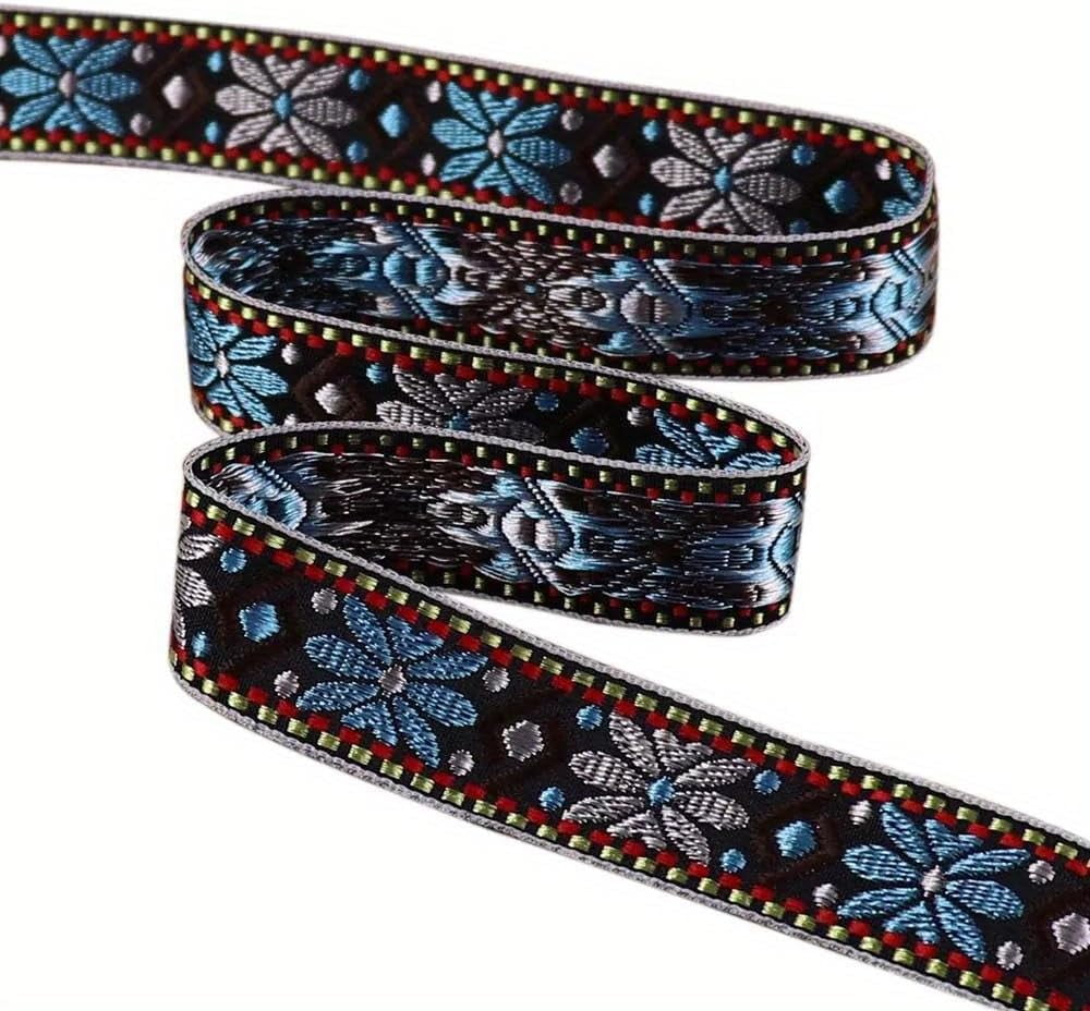 2.4cm Vintage Jacquard Ribbon Geometric Embroidered Ribbons Garment ...