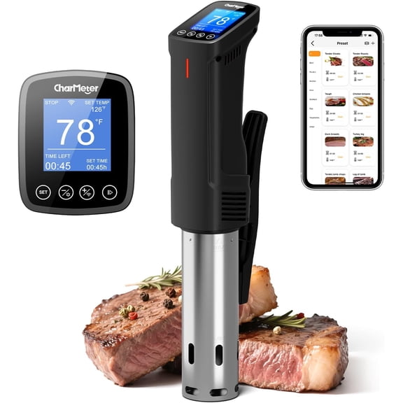 2.4g Wifi Sous Vide Cooker Sous Vide Machine CSV-100-W 1000 Wattts Sous-Vide Cooker Immersion Circulator App Control with 14 Preset Recipes Calibration Function Fast-Heating with Timer