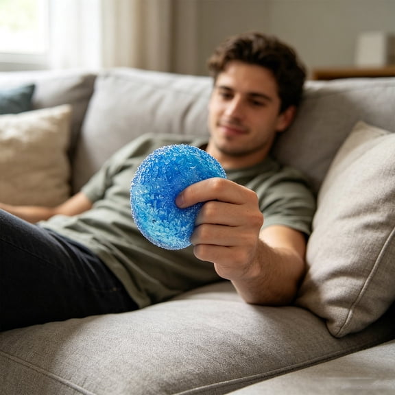 2.4inch Stress Ball, Textured Slush Ball Squeeze Ball, Sensory Squeezing Toy Grass Ball Toy for Adults & Kids, Quiet Calming Focus Desk Toy(Sky Blue)