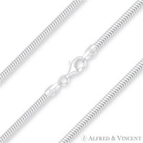 2.4mm Flexible Snake Link Italian Chain Anklet in .925 Sterling Silver