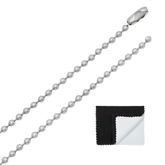 2.4mm High-Polished Stainless Steel Ball Military Necklace, 20 inches