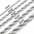 thumbnail image 1 of 2-4mm Men Womens 316L Stainless Steel Silver Curb Link Rope Chain Necklace Gift, 1 of 2
