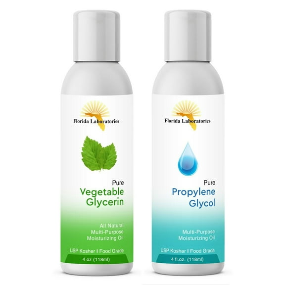 2- 4oz Vegetable Glycerin & Propylene Glycol USP, Kosher, Pure Food Grade