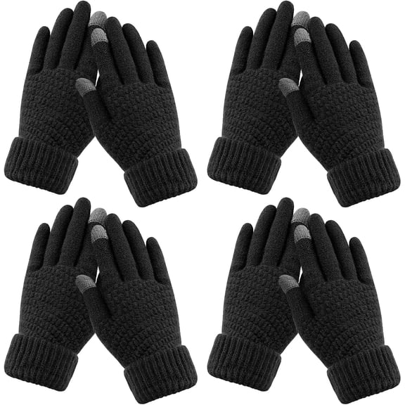 2/4pairs Womens Winter Gloves - Warm Soft Touchscreen Winter Gloves for Women, Elastic Cuff Knit Glove for cold weather