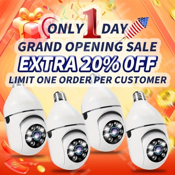 2/4pcs 1080P HD WiFi Bulb Cameras. 360° panoramic view, motion detection, full - color day/night vision. Remote two - way audio. Protect home/shop.