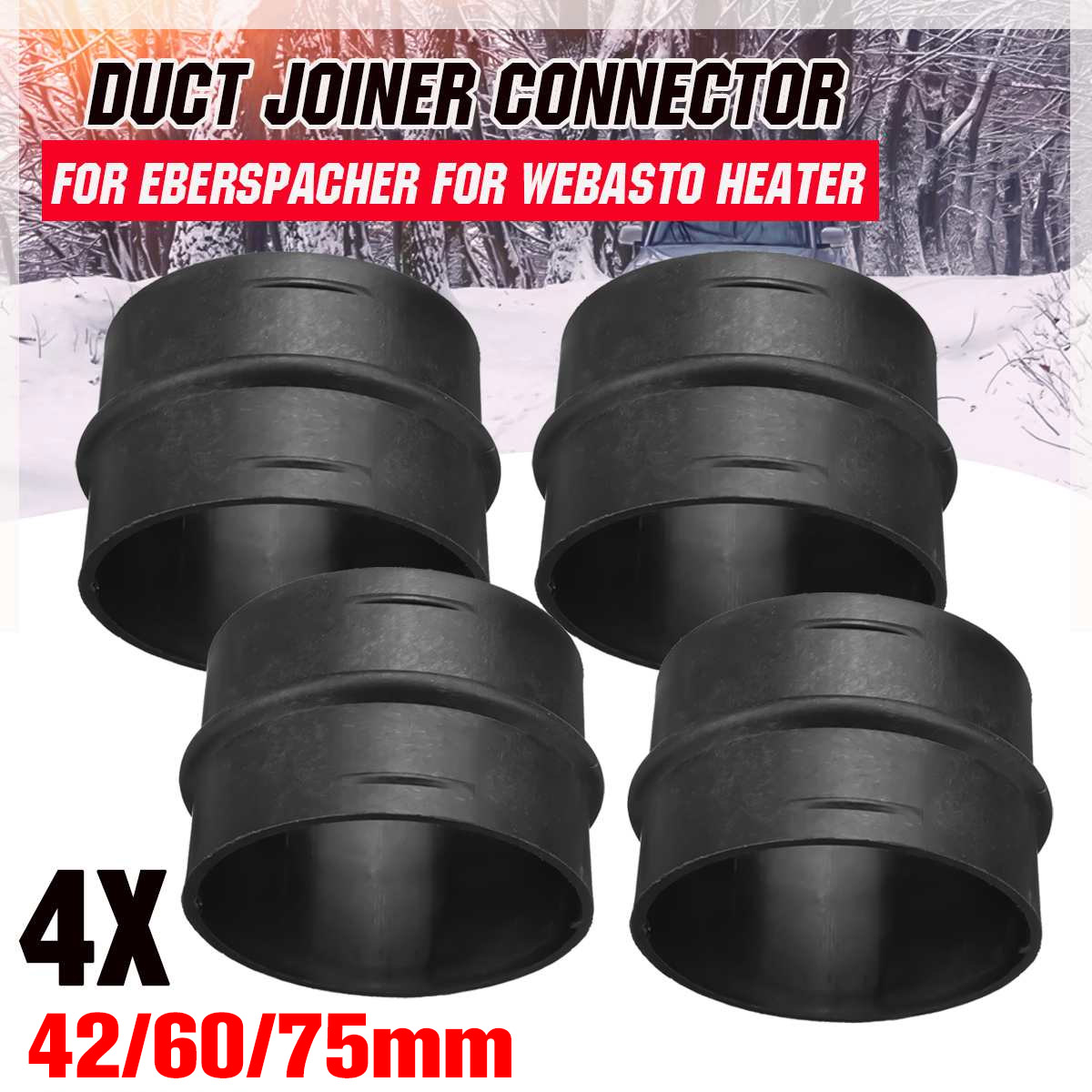 2 4pcs 42mm 60mm 75mm Car Heater Ducting Pipe Joiner Connector Air