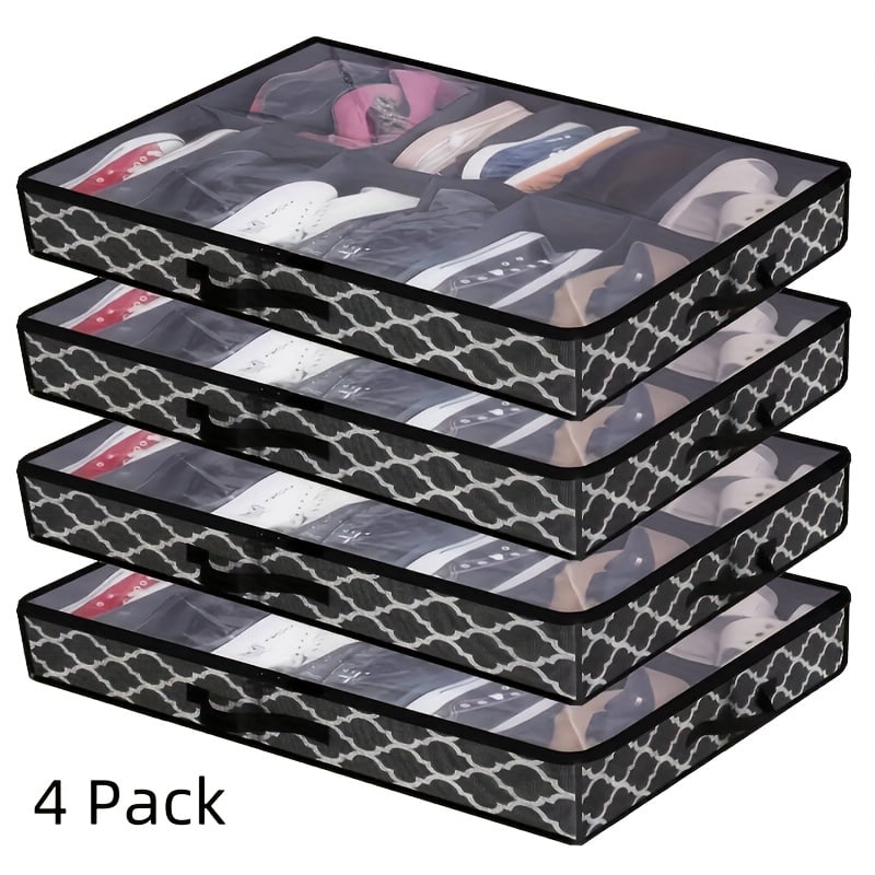2/4pcs Under Bed Shoe Storage Organizer Bags, Breathable Canvas with Sturdy Sidewalls & Reinforced Handles, Space-Saving Shoe Container for Closet Or Bedroom Organization
