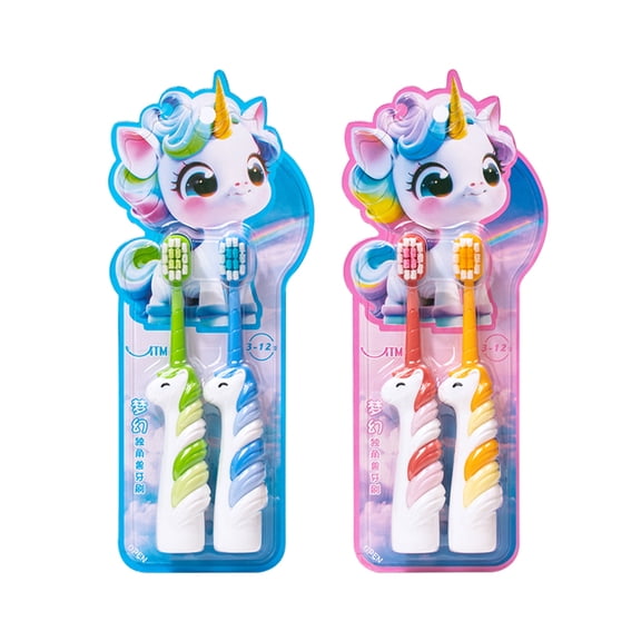 2/4pcs Cartoon Unicorn Children's Soft Toothbrush, 3-12-year-old Baby Toothbrush