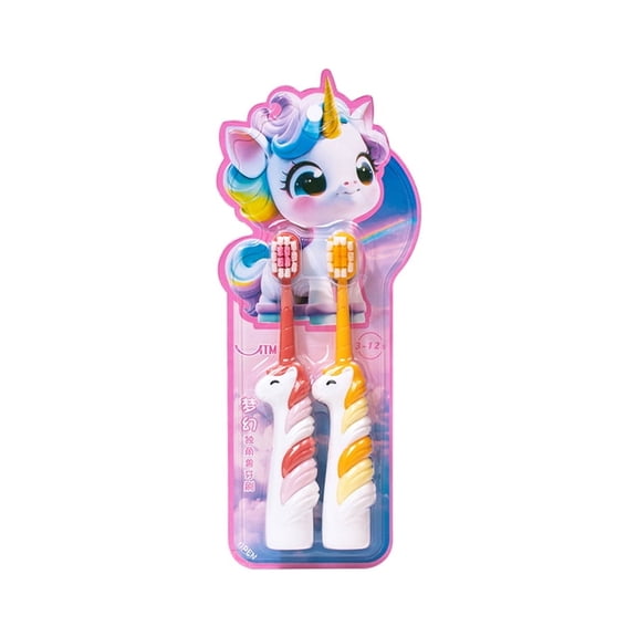 2/4pcs Cartoon Unicorn Children's Soft Toothbrush, 3-12-year-old Baby Toothbrush