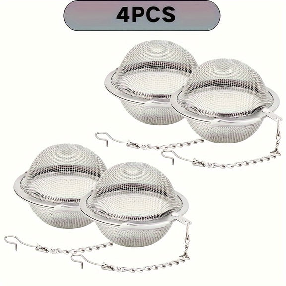 2/4pcs Endurance Tea Infuser Stainless Steel Mesh Tea Ball 2.1 Inch Tea Strainer, Stainless Steel Spice Ball Tea Strainer, Herb Infuser Strainer And Soup Seasoning Separator-Great for Boiling,Stewing