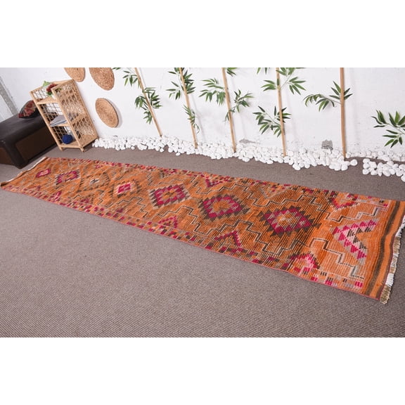 2.4x13 ft Runner Rugs, Vintage Rug, Oushak Rugs, Turkish Rug, Home Decor Rugs