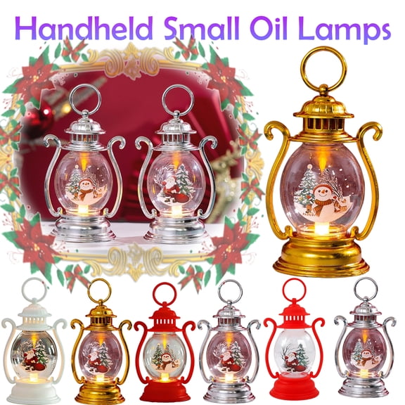 2.4x6.8 in Christmas Glow Handheld LED Lantern, Younger Small Oil Lamps, Retro Mini Oil Lamp Design, Festive Tabletop Display, Hanging Holiday Decorations, Christmas Dcor Accent, AKLJWH, A