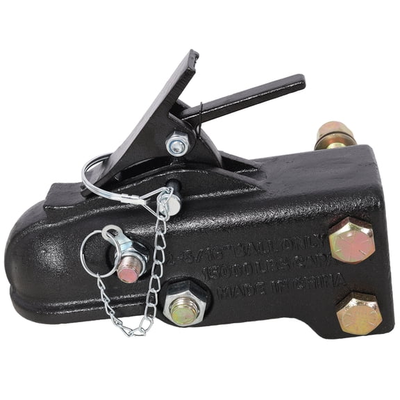 2-5/16 Inch Adjustable Channel Mount Trailer Coupler, 15000 LBS Heavy Duty Cast Steel Sleeve-Lock Coupler, Black Finish with Complete Mounting Hardware Kit
