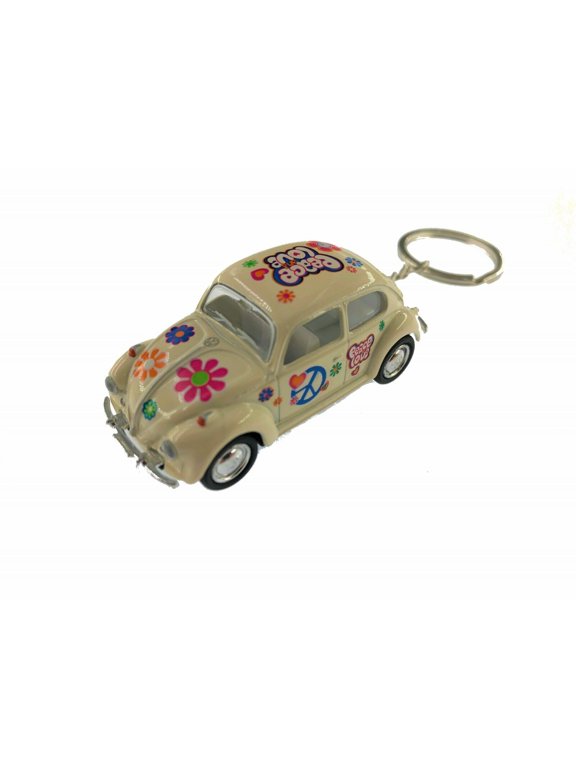 2.5" 1967 VW Beetle Pastel Decal Keychain Diecast Model Car 1:64 Cream