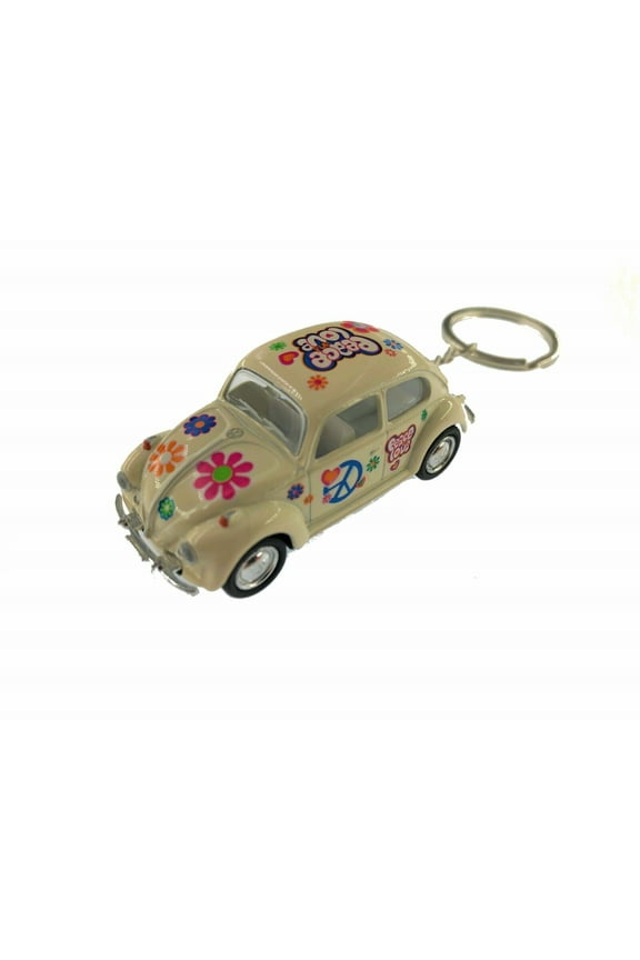 2.5" 1967 VW Beetle Pastel Decal Keychain Diecast Model Car 1:64 Cream