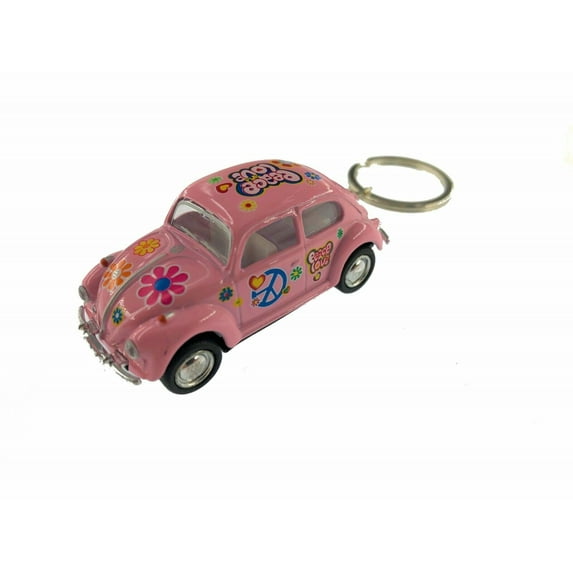 2.5" 1967 VW Beetle Pastel Decal Keychain Diecast Model Car 1:64 Pink