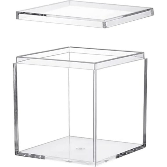 2.5''*2.5''*2.5'' Acrylic Box with Lid Clear Small Acrylic Square Cube Transparent Acrylic Box Square Cube Small Container 1/2/3/4 PCS Storage Boxes organizer Box for Candy and Tiny Jewelry