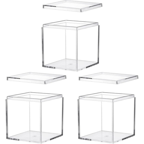 2.5''*2.5''*2.5'' Acrylic Box with Lid Clear Small Acrylic Square Cube Transparent Acrylic Box Square Cube Small Container 1/2/3/4 PCS Storage Boxes organizer Box for Candy and Tiny Jewelry