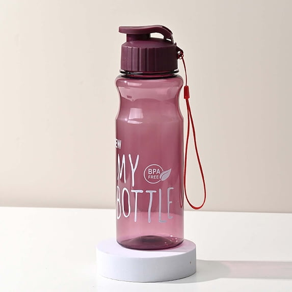 2.5×2.5×8.6in Colored PET Flip Top Portable Large Sports Water Bottle Sealed Leakproof Single Cup for Travel Gym Office