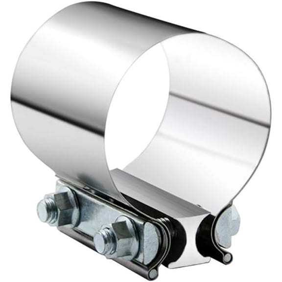 2.5" 2.5 Inch Exhaust Clamp Butt Joint Band Clamp Sleeve Coupler Stainless Steel 1 1/2 Inch for Exhaust Pipes, Mufflers and Catalytic Converters (1 PCS)